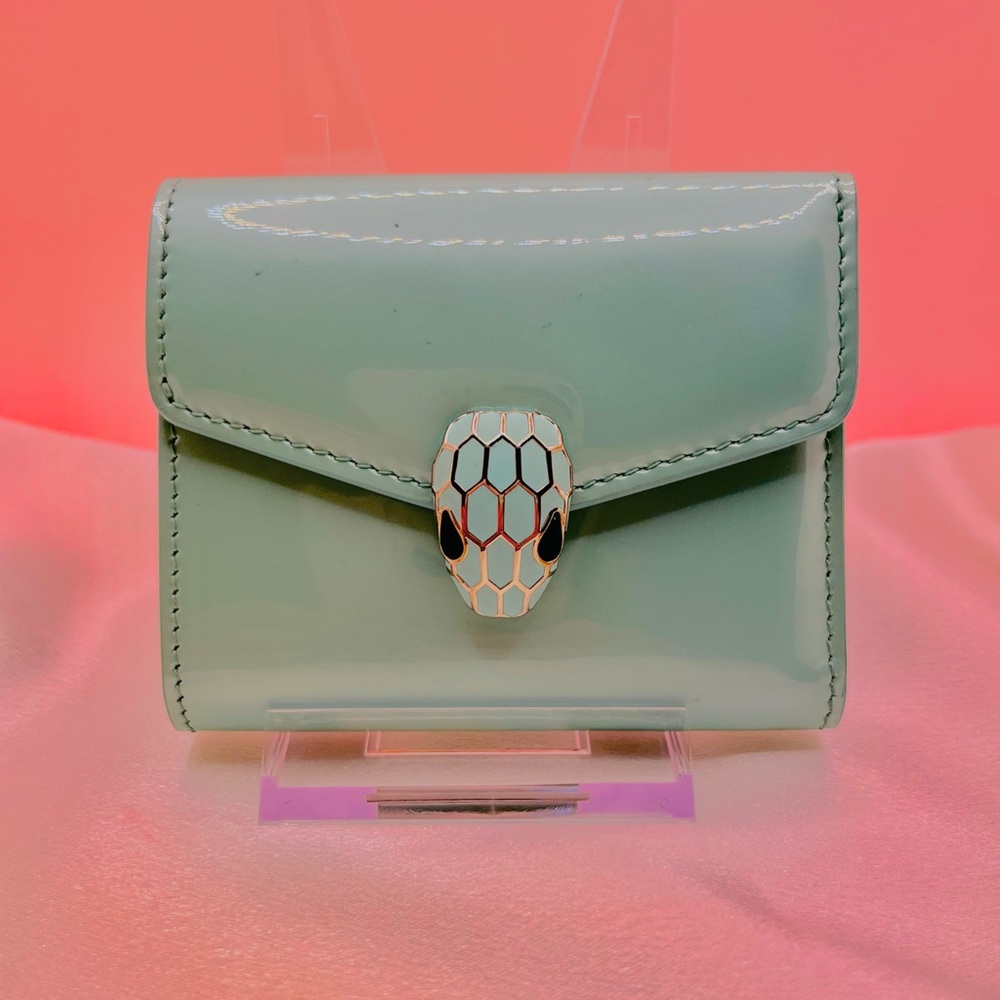BVLGARI Serpenti Mint Green Patent Leather Wallet